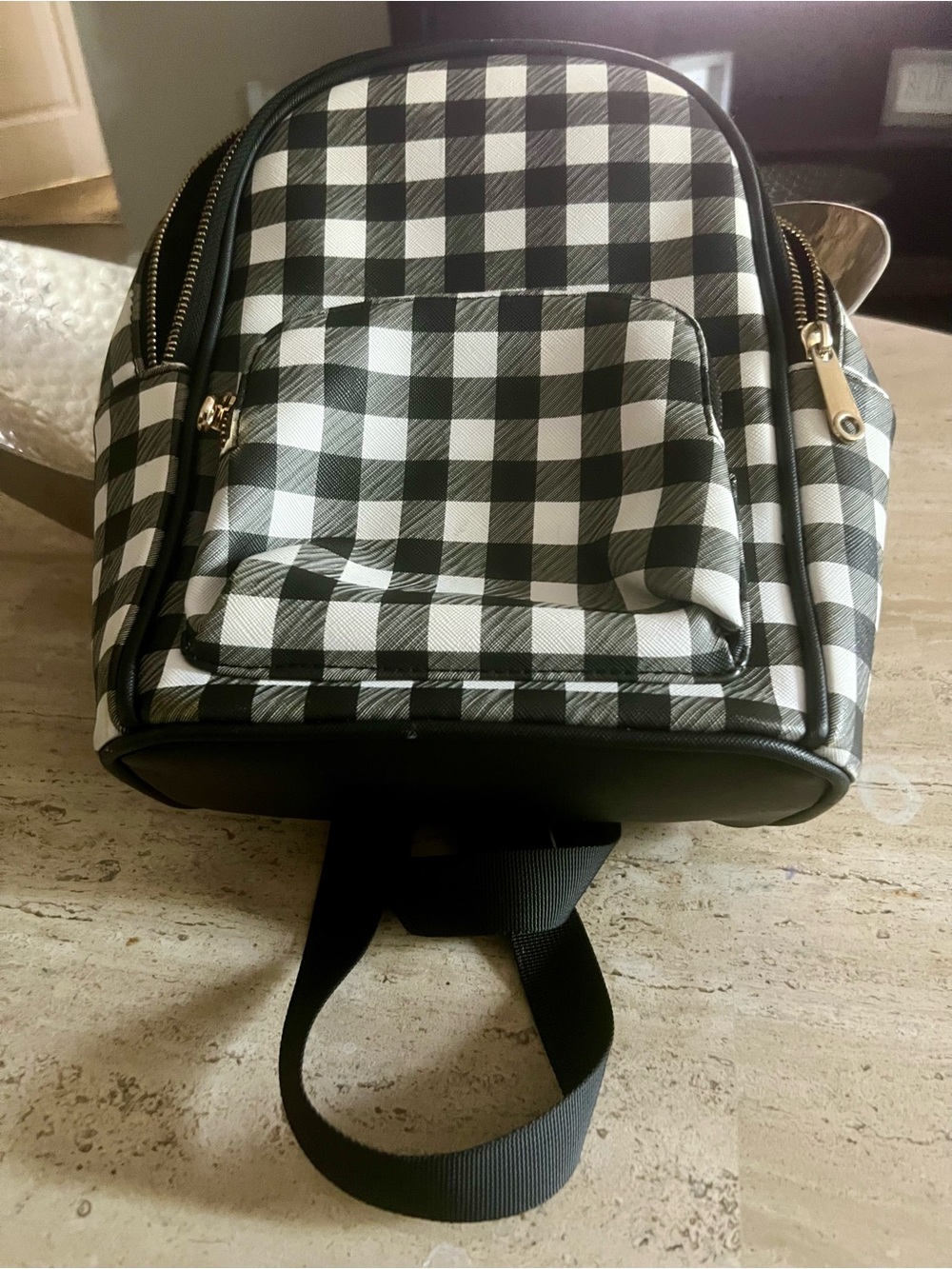 Black & White Check Mini Backpack - Picture 7 of 7